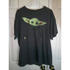 Star Wars‎ The Mandalorian Baby Yoda Graphic T-Shirt Black Cotton XL